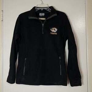 Mizzou Tigers 1/4 Zip Sweater Fleece Black Embroidered Pullover Logo Small